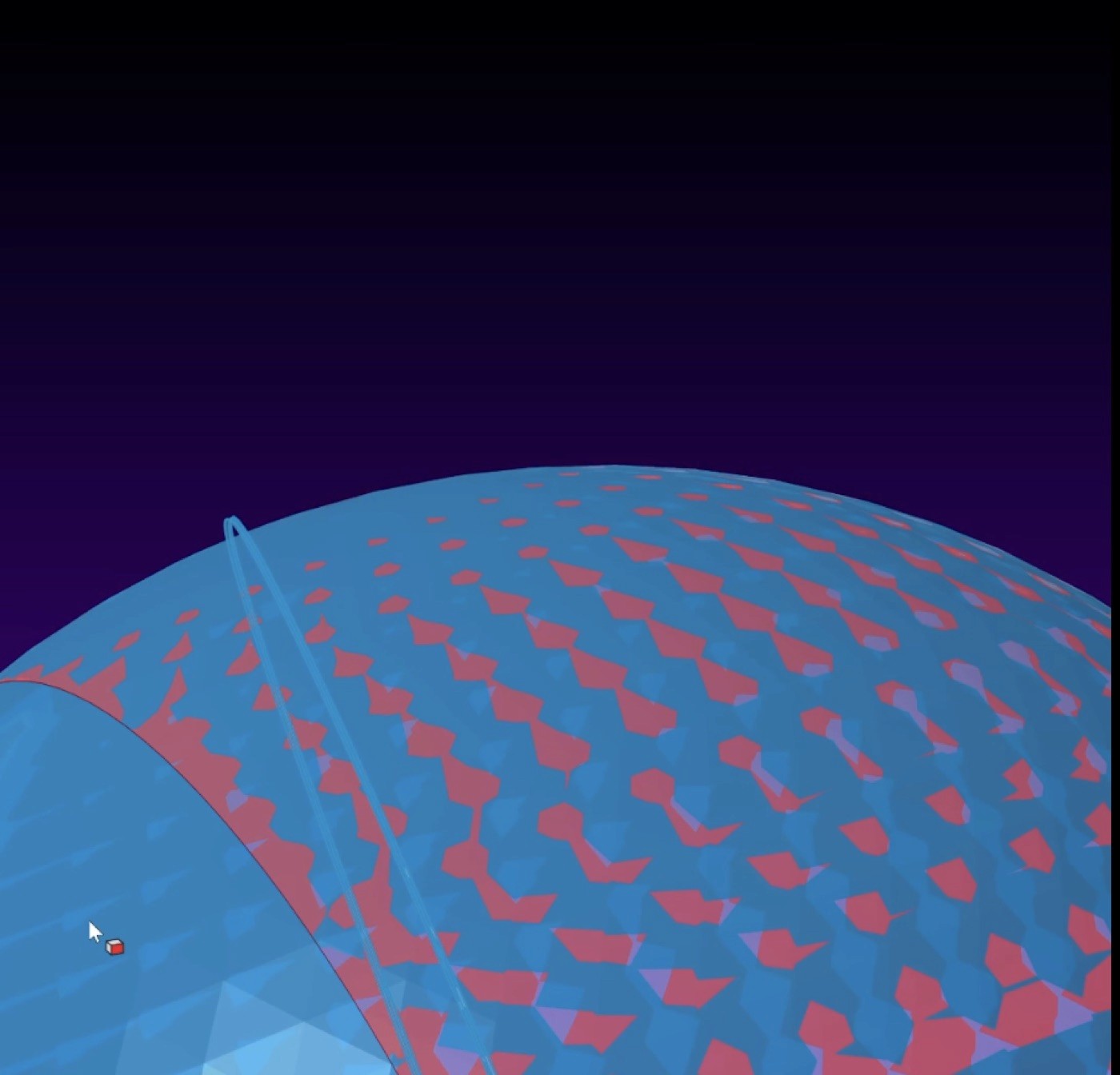 Two structural legs descending from the ring toward the planet surface.