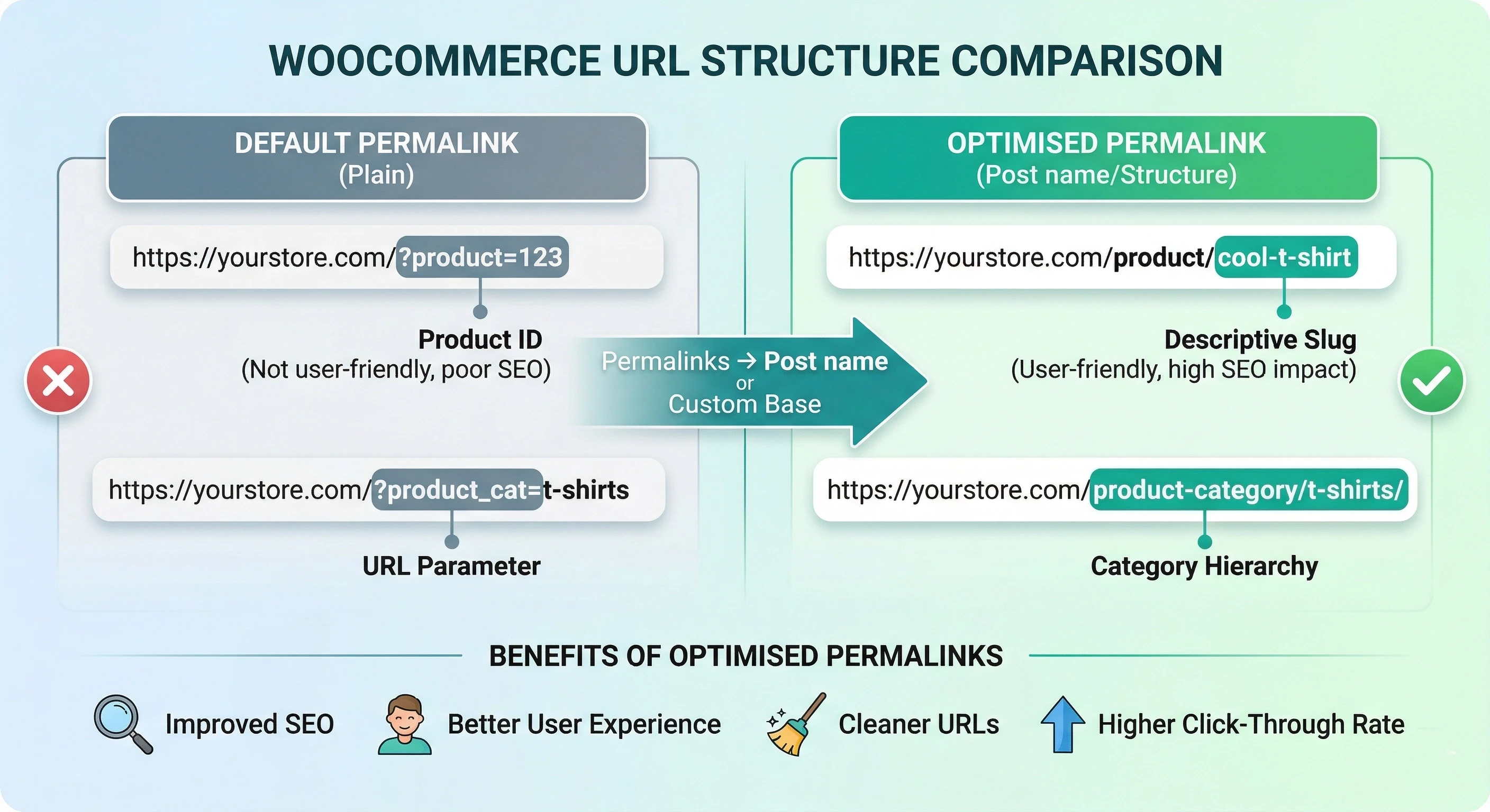 Woocommerce url structure comparison