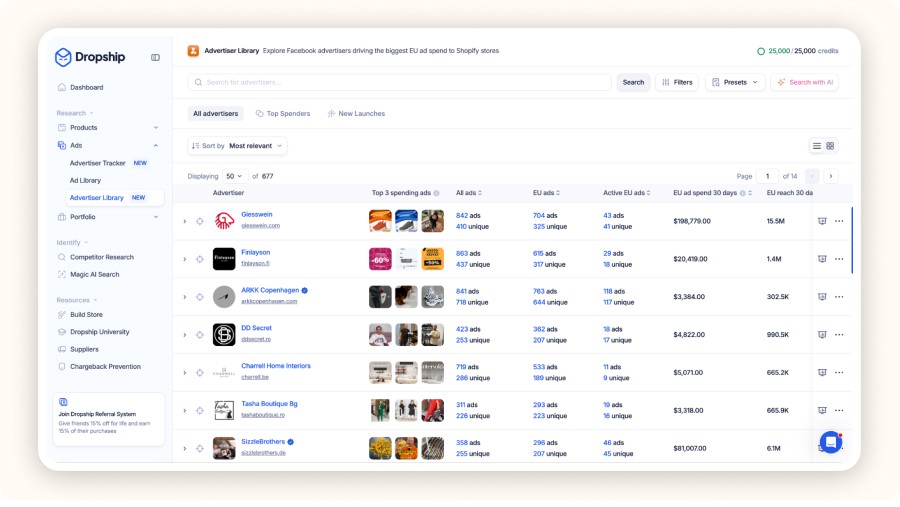 Dropship.io homepage