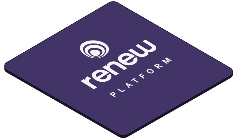 Isometric tile showing the Renew Platform logo, representing the core of the system’s architecture.