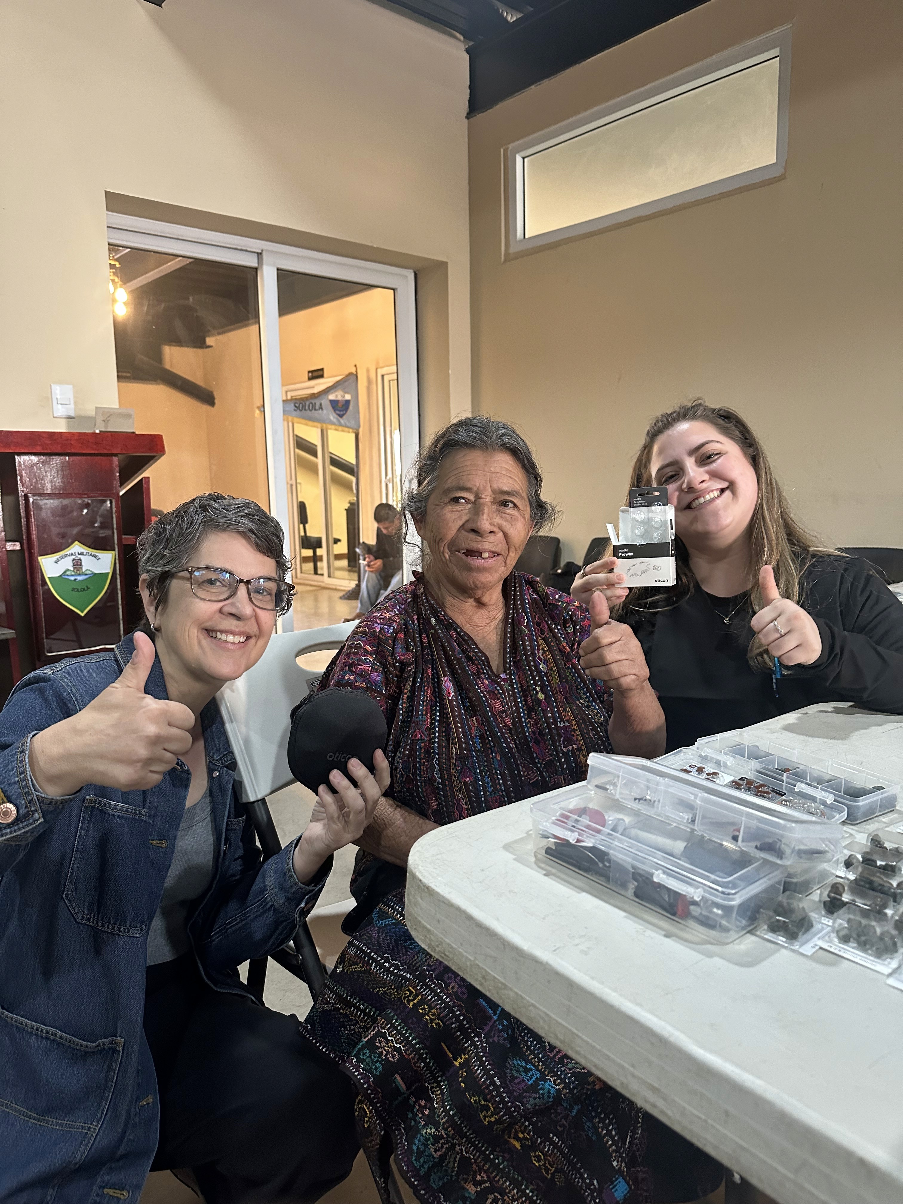 Mountains rise above a lush tree and rooftops.