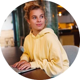 girl sitting in a coffee shop