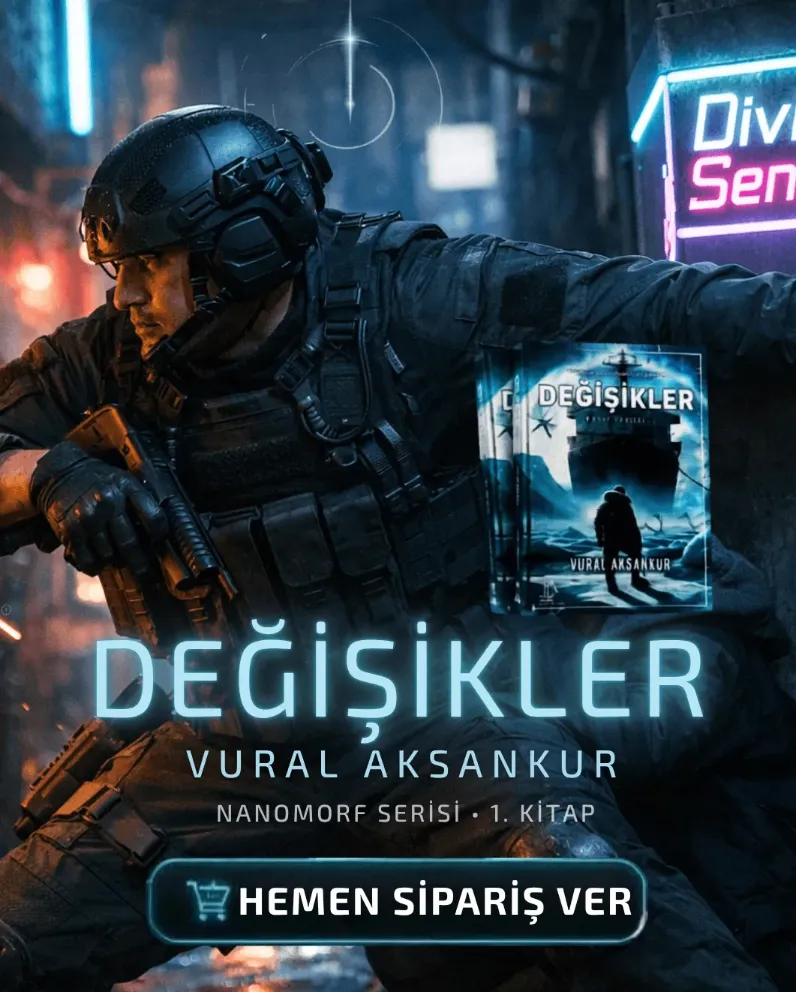 Vural Aksankur imzalı biopunk eseri Nanomorf 1 Değişikler sürükleyici kitap serisi tanıtım görseli