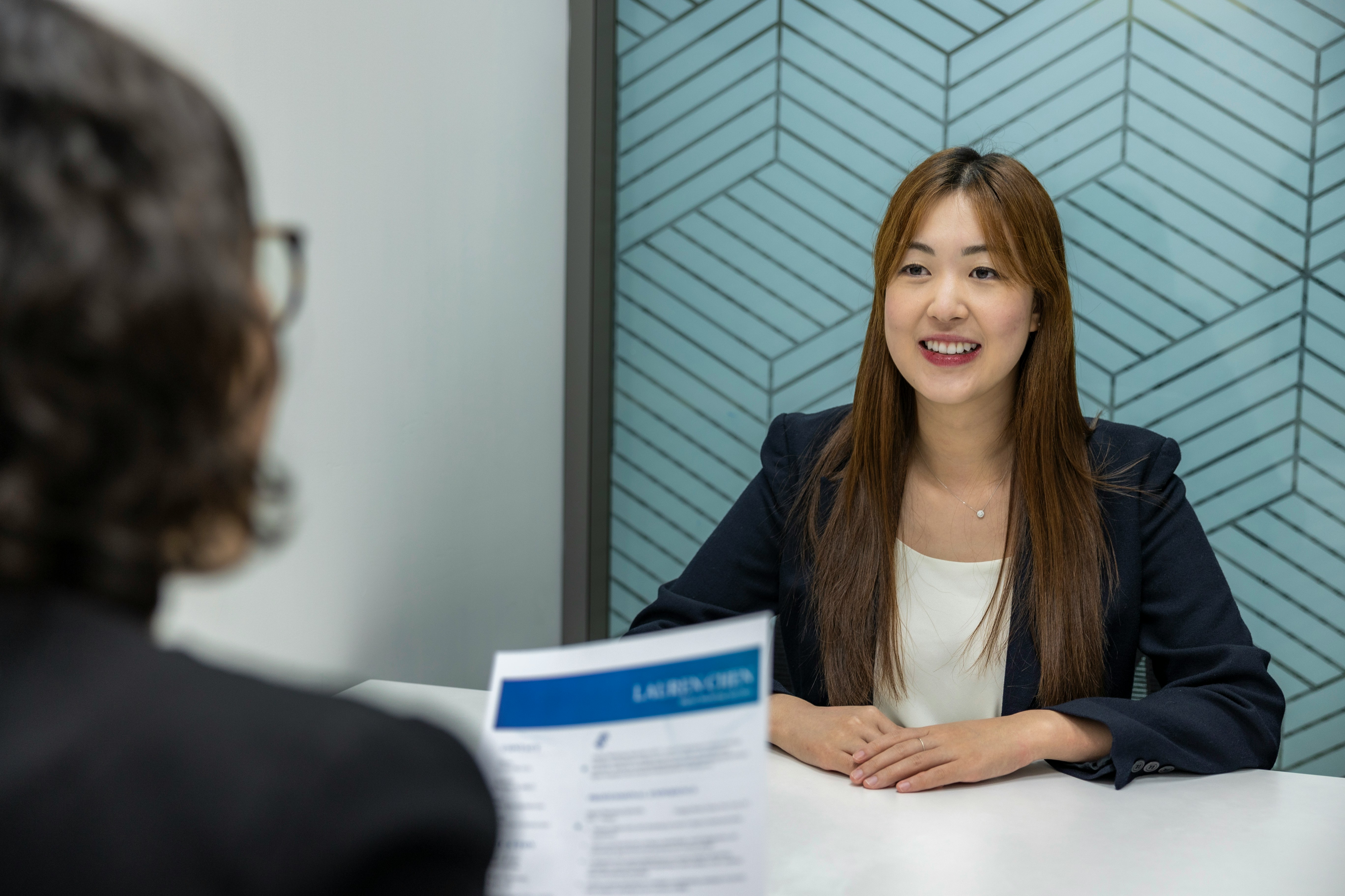 Image of a lady having an interview 