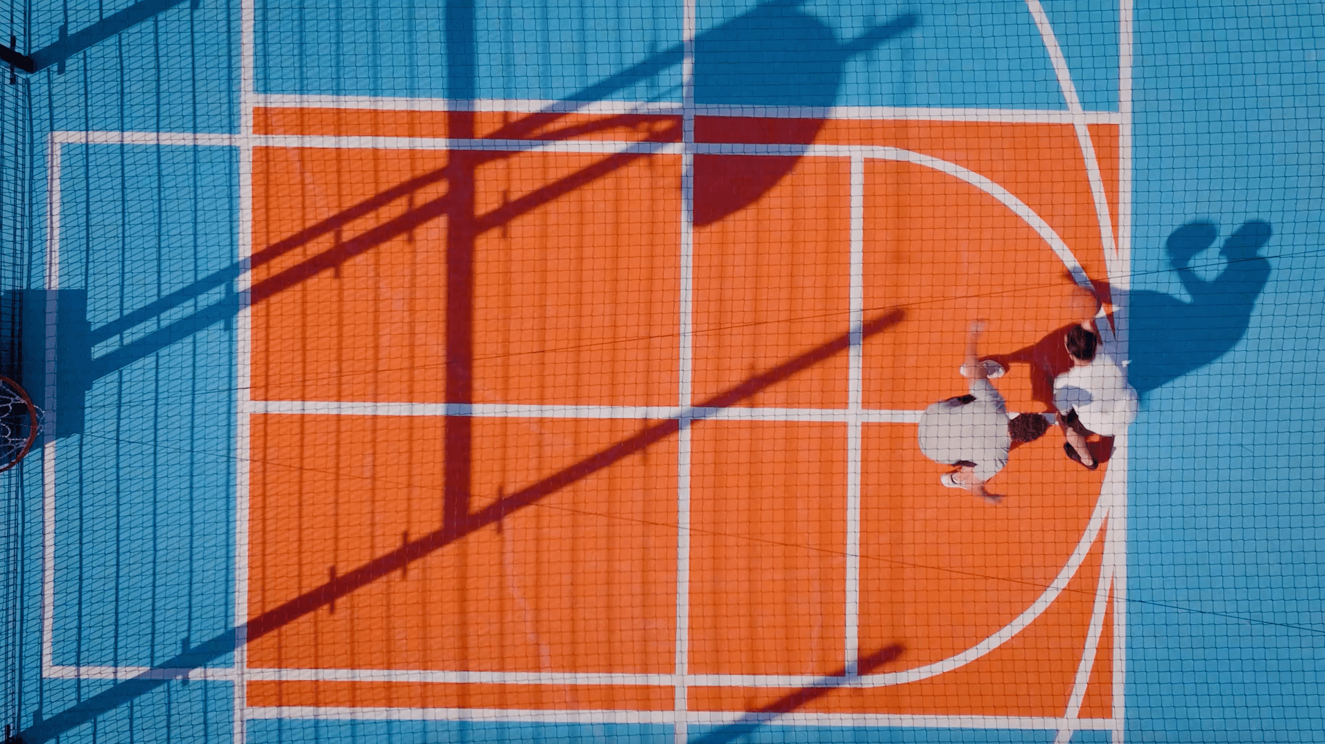 aerial view of a basketball court