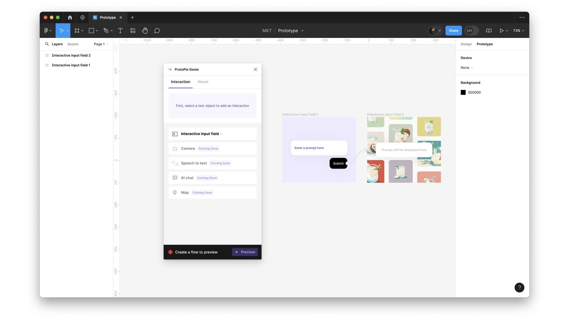 adding interactions inside figma via ProtoPie Genie plugin
