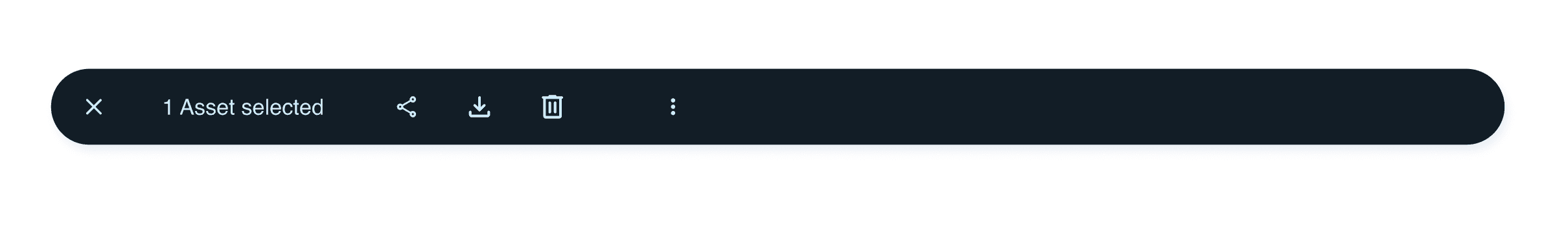 new batch action bar component, with light blue text on dark background