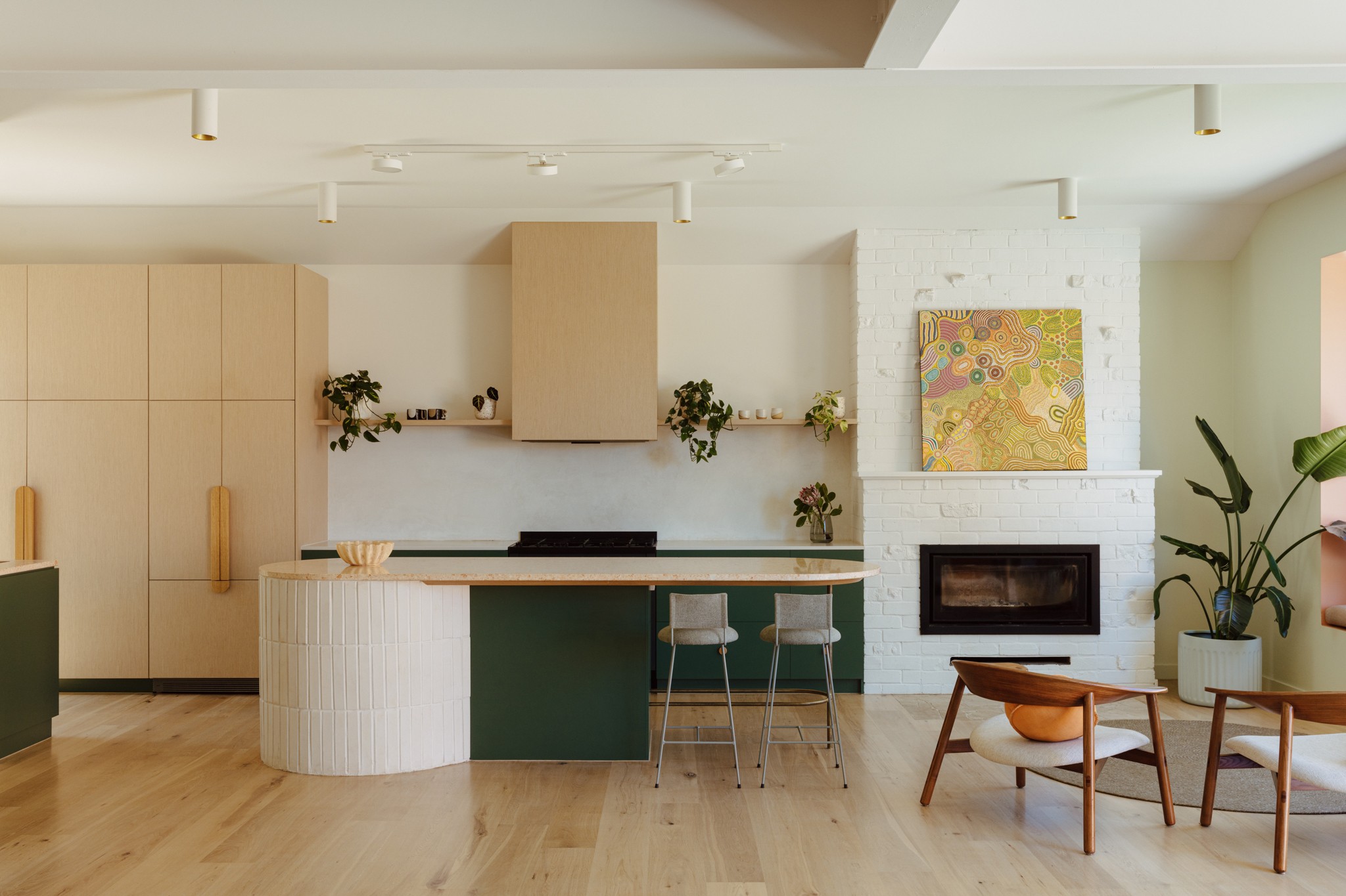 A joyful renovation of a traditional clinker brick Tudor home in Somerton Park. Highlighting the original character, it’s brought into the future through colourful interior design and vibrant indigenous artwork.