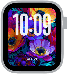 chromatic garden Apple Watch face preview 1 featuring floral, summer, and spring.