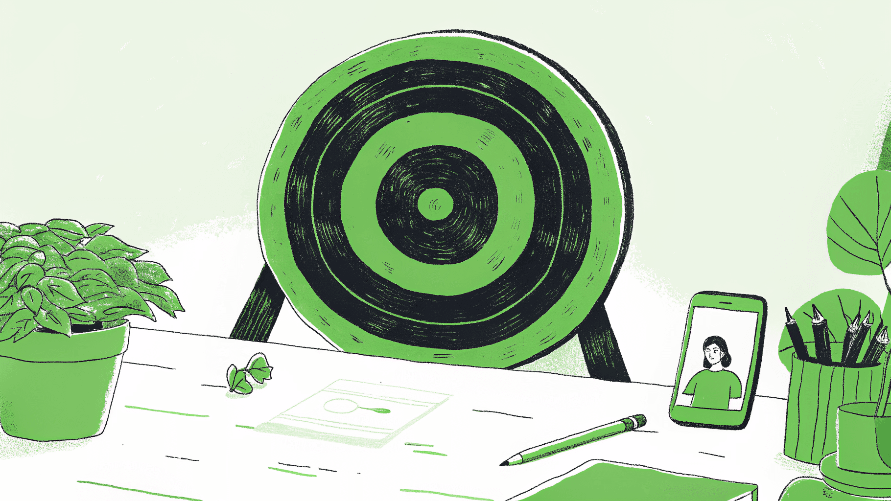 SAT score tokens hitting target rings beside a college-finder quiz on a smartphone