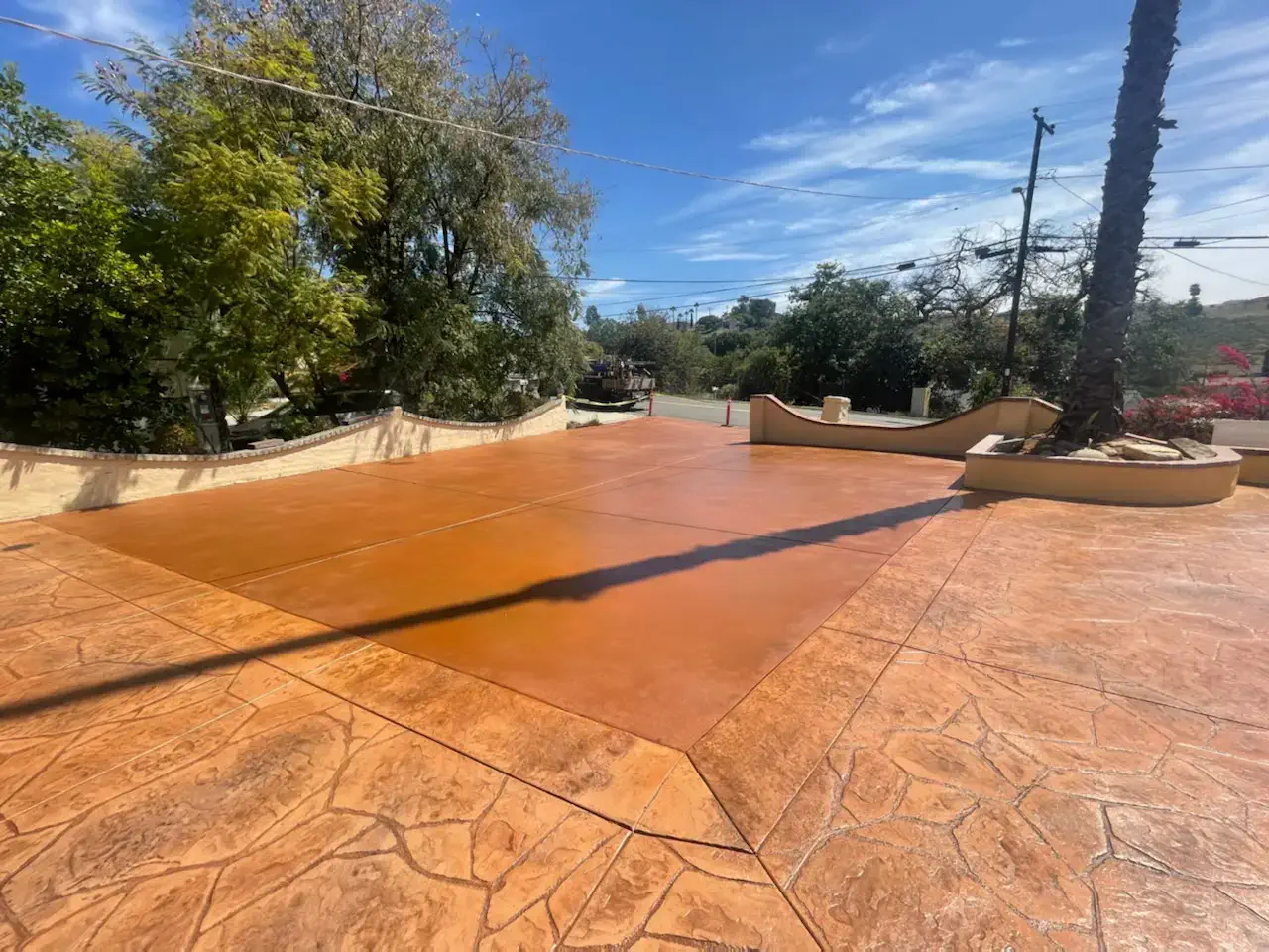 Brand new concrete backyard patio