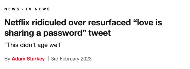 'Netflix rediculed' news article headline