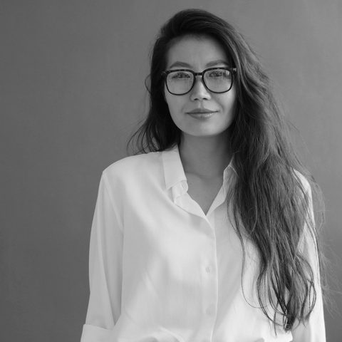 Portrait of Relay's chief executive in black and white