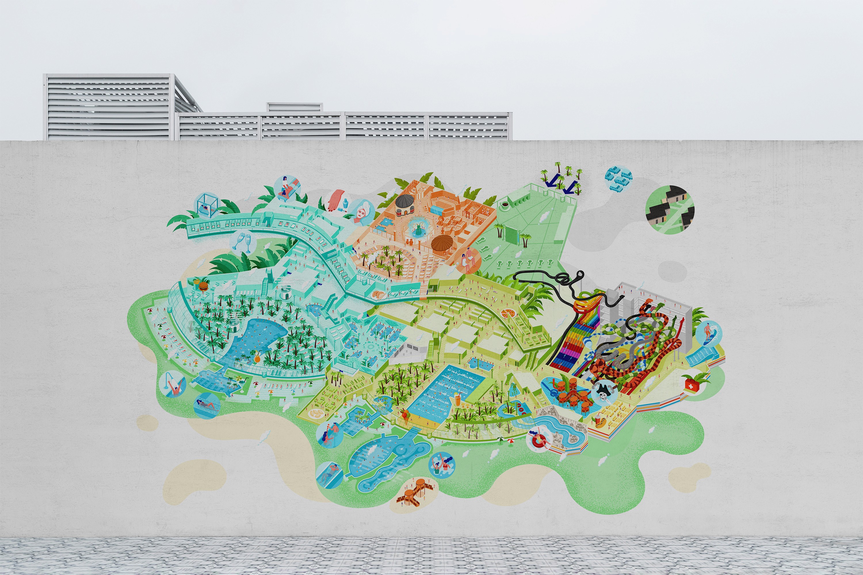 Modern outdoor wall design with "NOVAWEST" branding, showing a stairway cut-out and text reading "Inspired by space" and "Form meets function" in minimal typography.