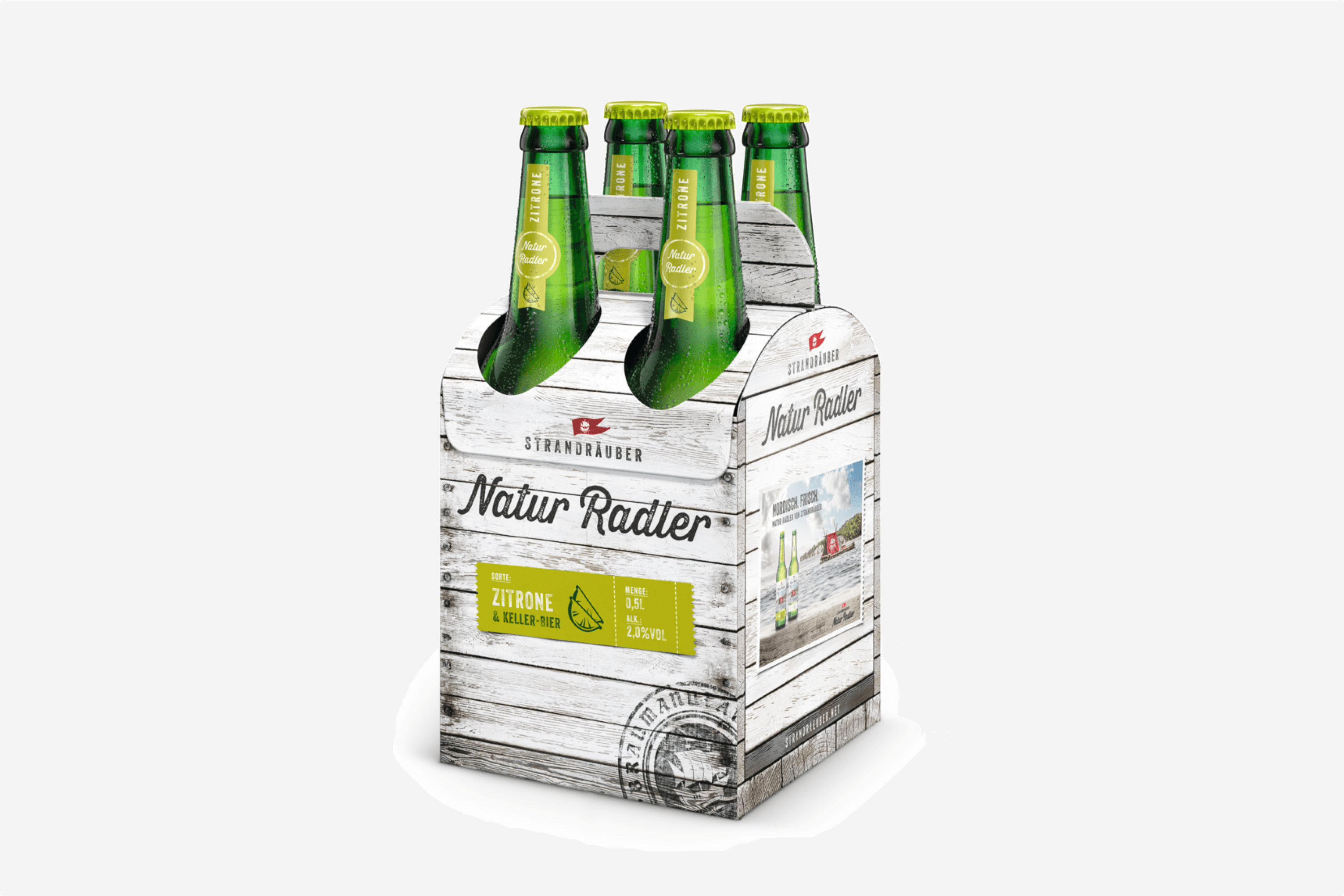 Natur Radler Zitrone beer bottles in carrier