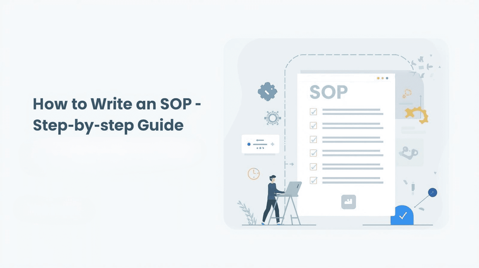 Illustration showing a step-by-step standard operating procedure document with checklist items.