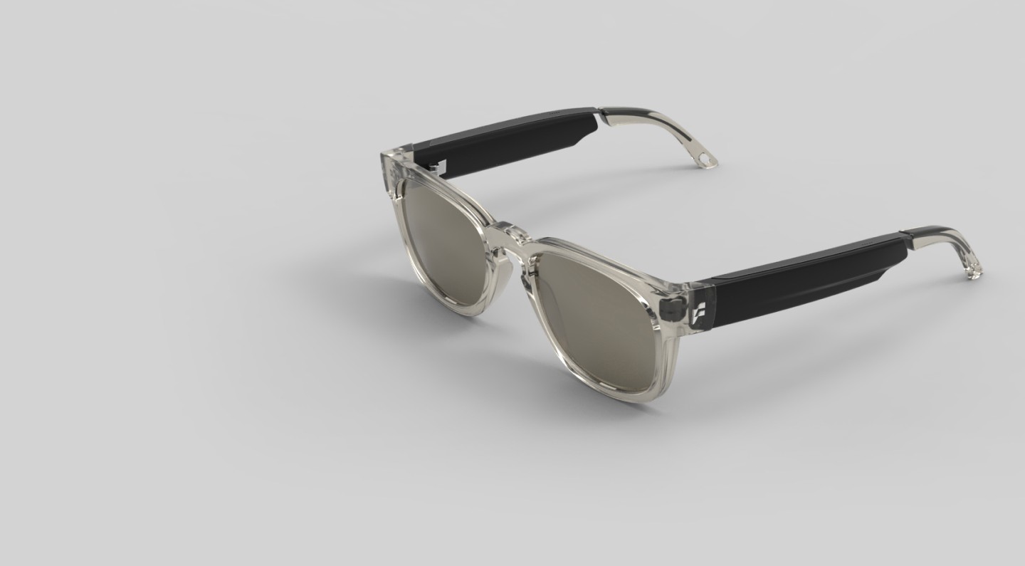 Fauna smart sunglasses on white surface.