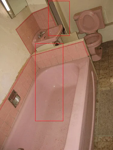 magic plan object detection highlighting bathroom fixtures in an indoor scene