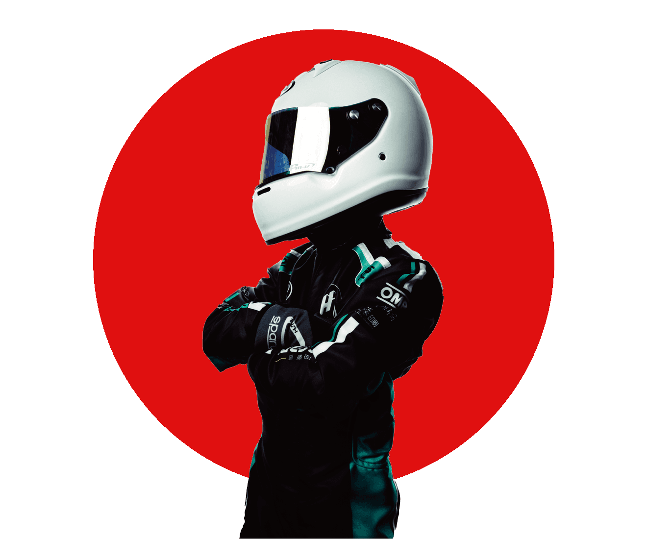 白色安全帽賽車手
