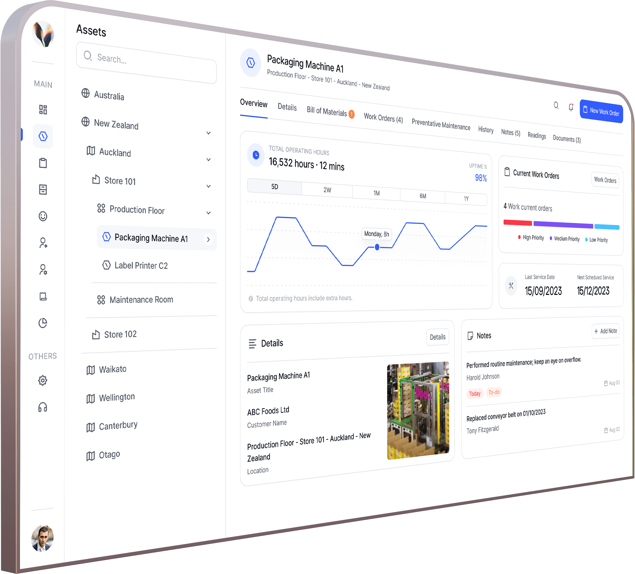 Laptop screen showing custom made software developed