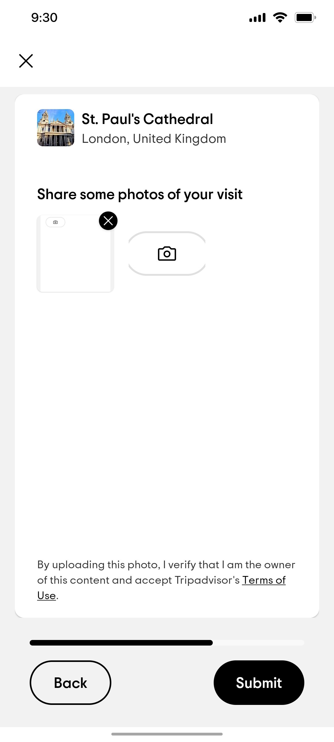 Tripadvisor Share Photo  Page Screen