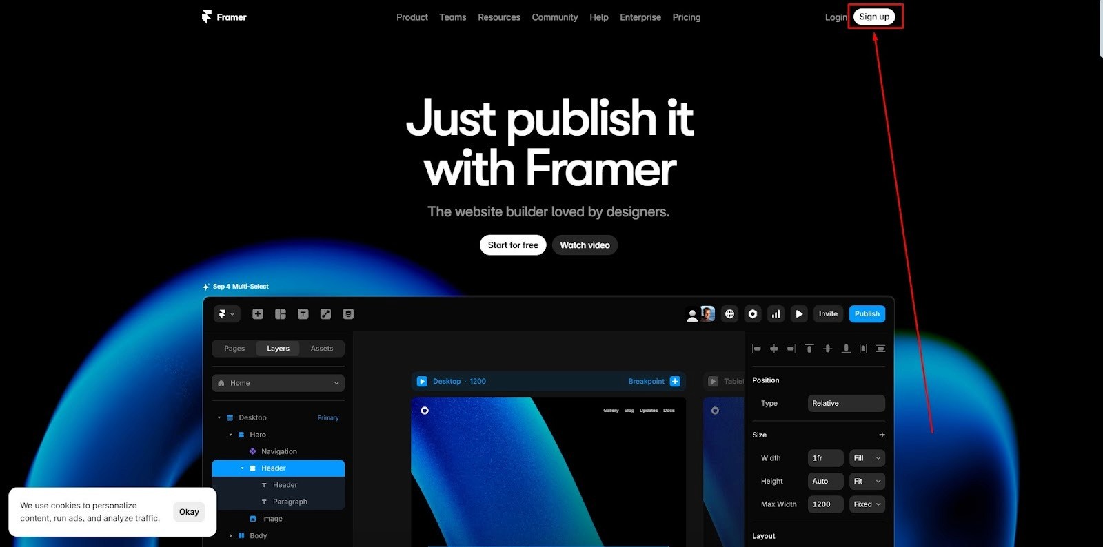framer sign up step 2