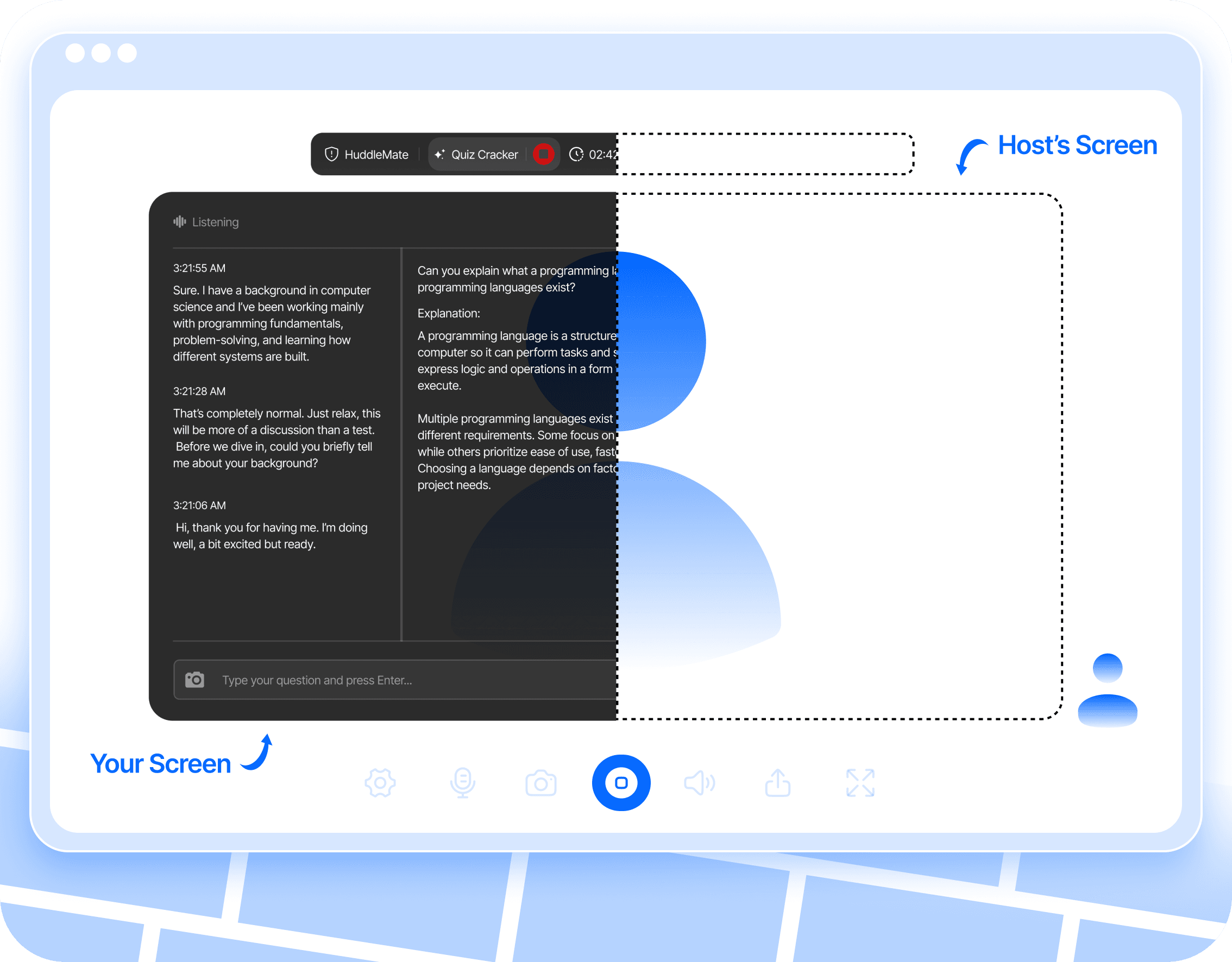 Invisible to screen sharing