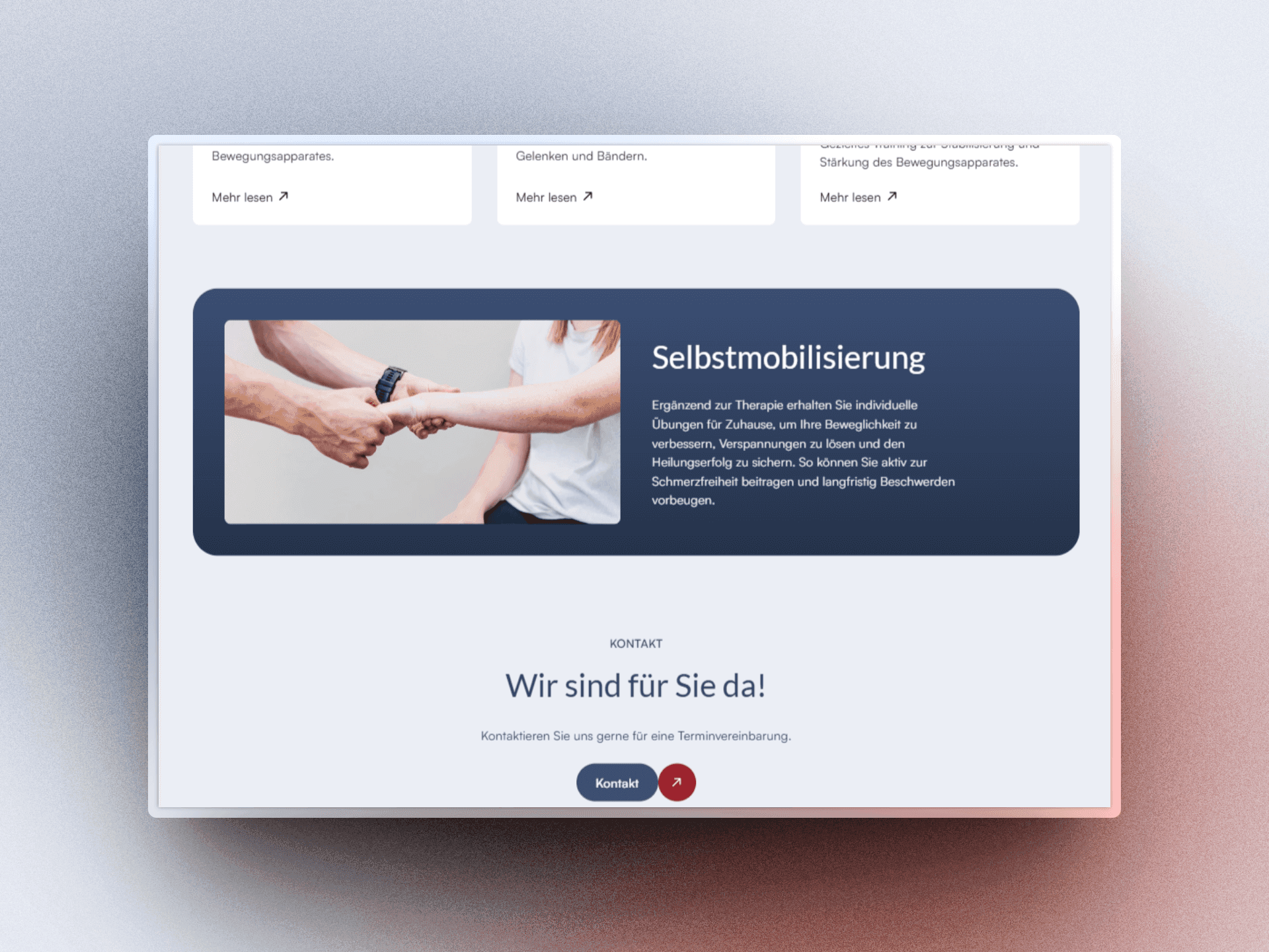 A webpage displaying two hands shaking, symbolizing partnership or agreement, with blue and white design elements.