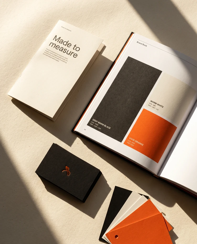 A capability brochure, brand guidelines, business cards and colour chips