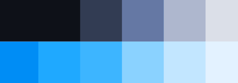 An image showing a grid with all the Detailing Masters brand colors