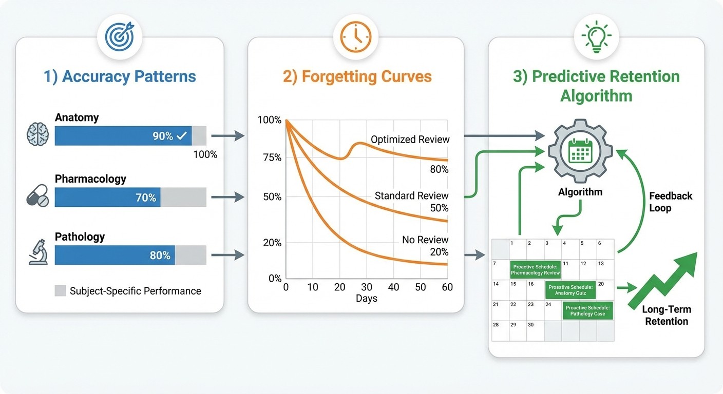 Three core data streams powering Oncourse adaptive learning algorithm