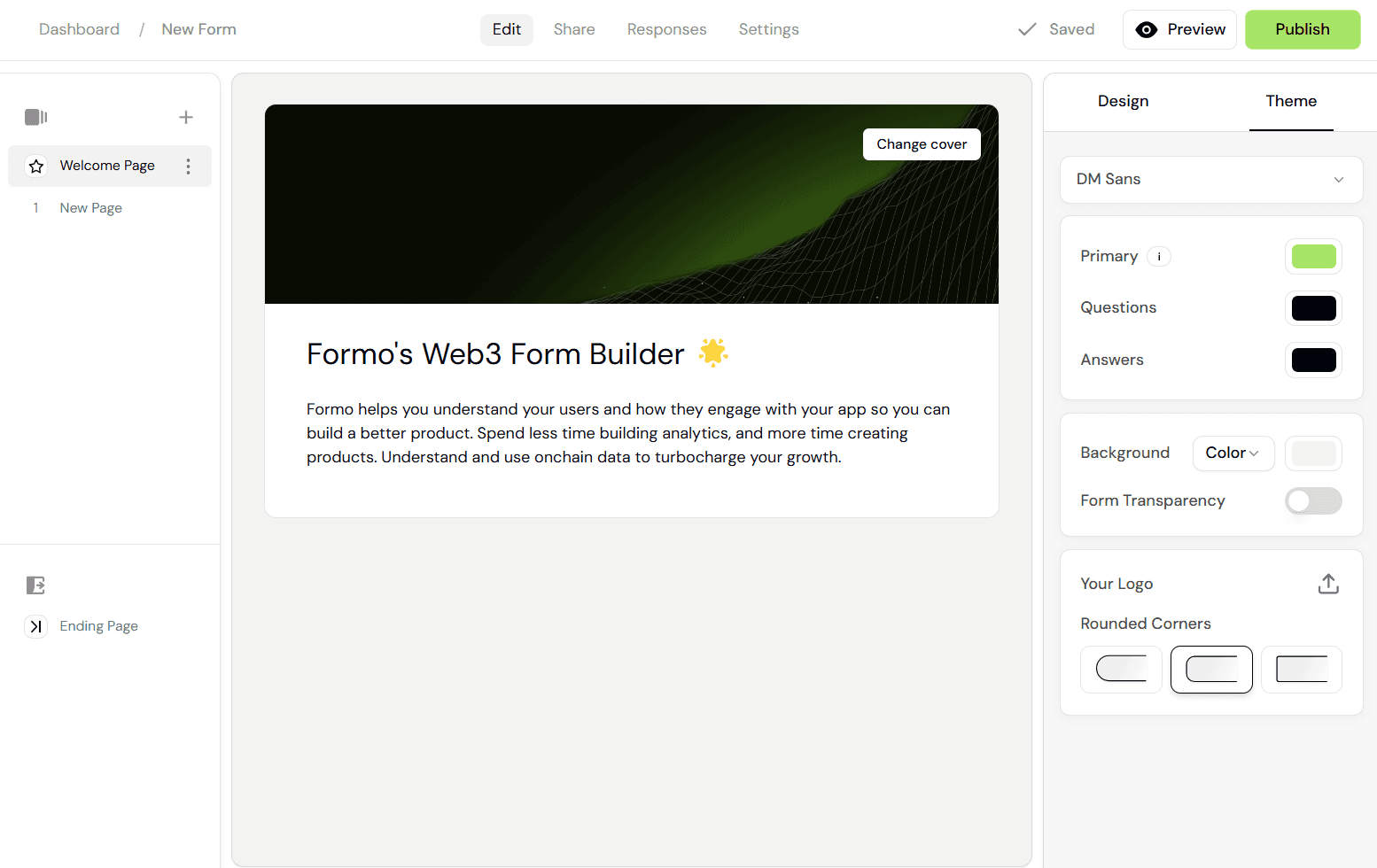 Formo's Form Builder Interface