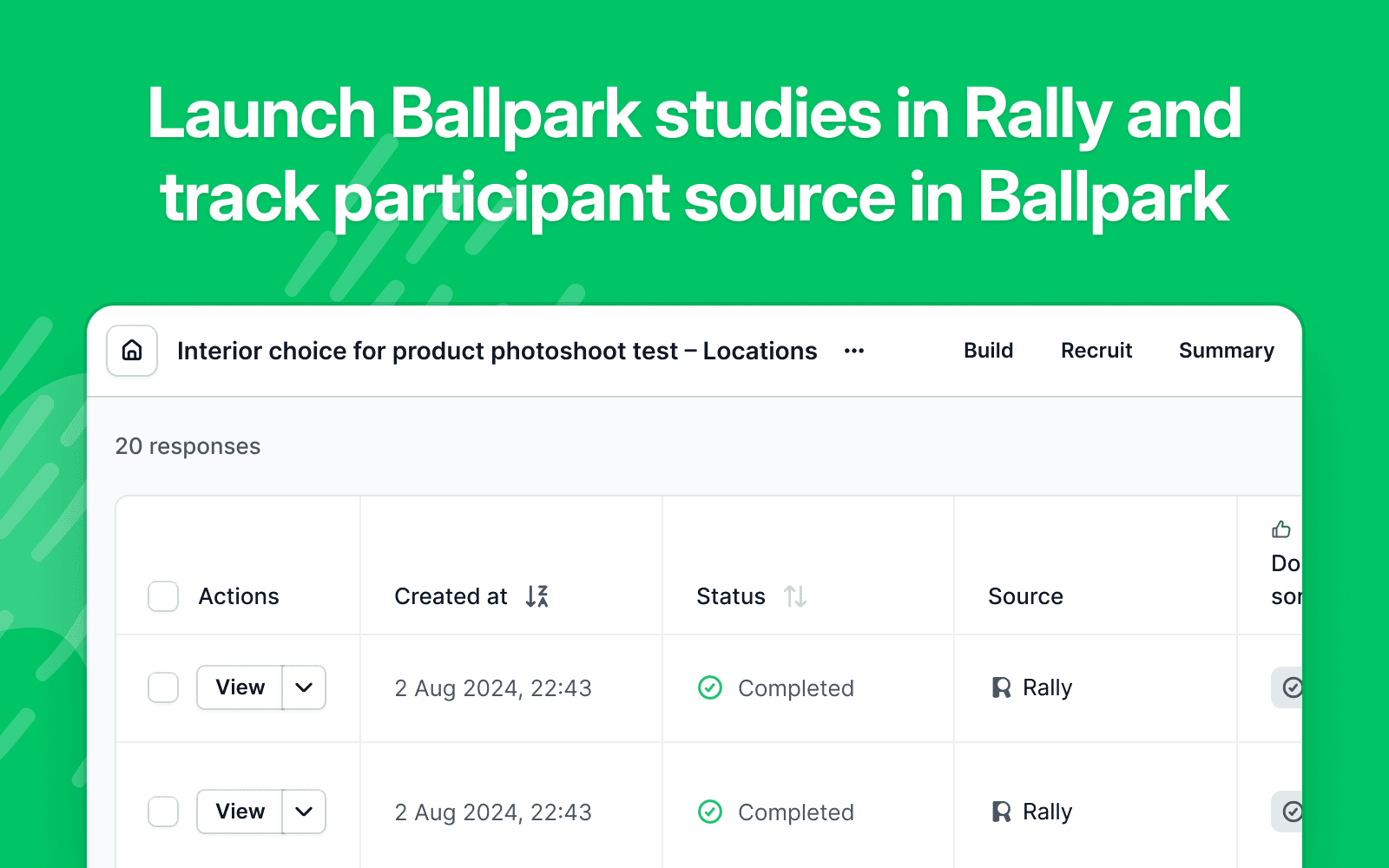 Launch Ballpark studies in Rally