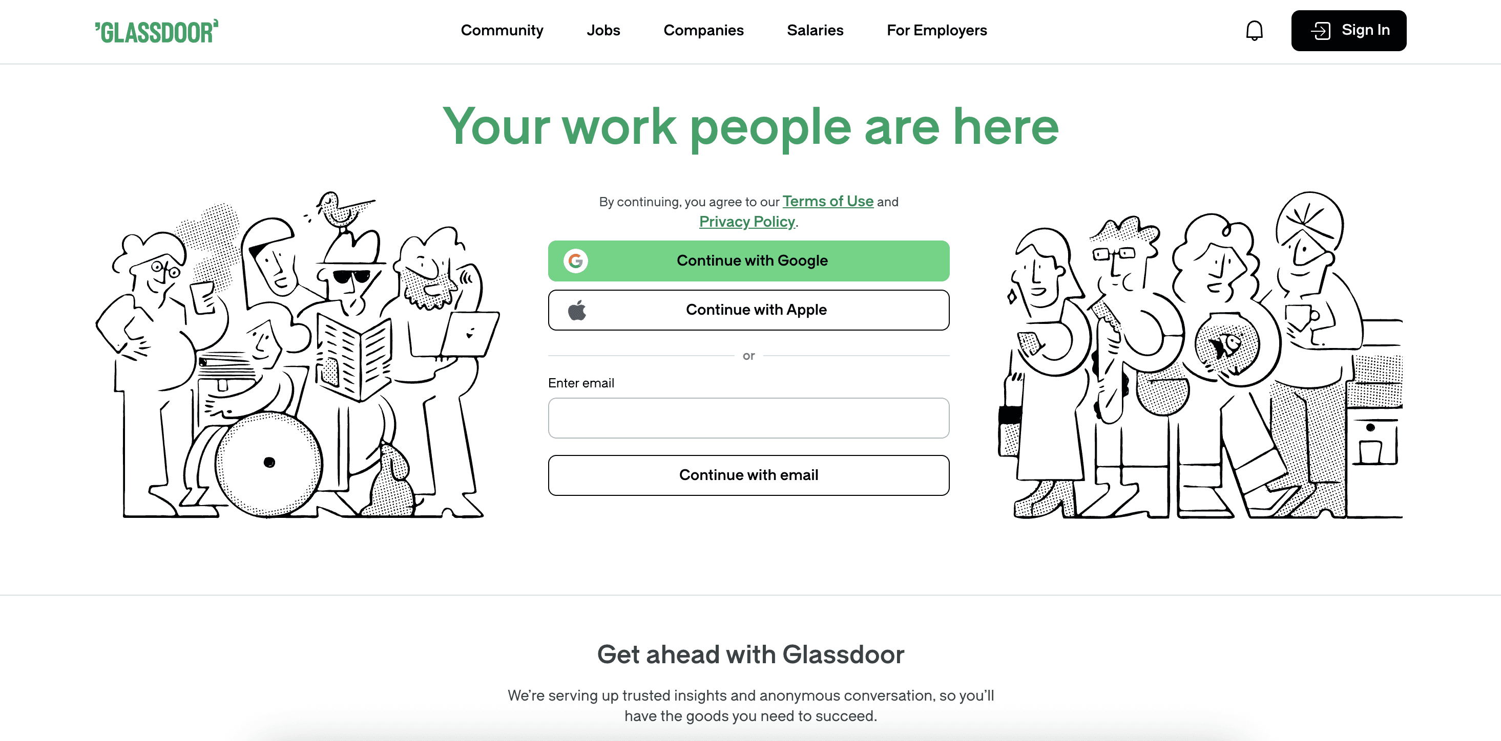 Glassdoor homepage