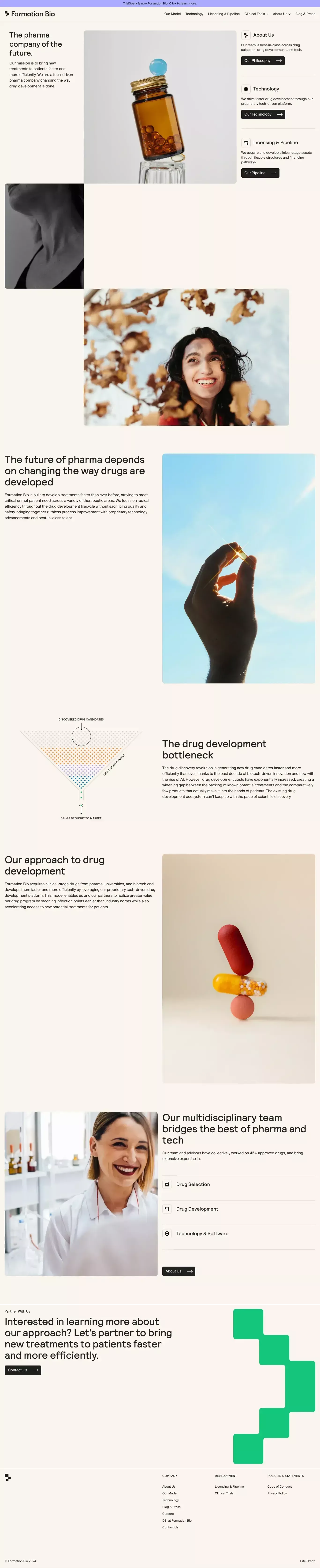 Formation Bio portfolio page screenshot showcasing Medical design