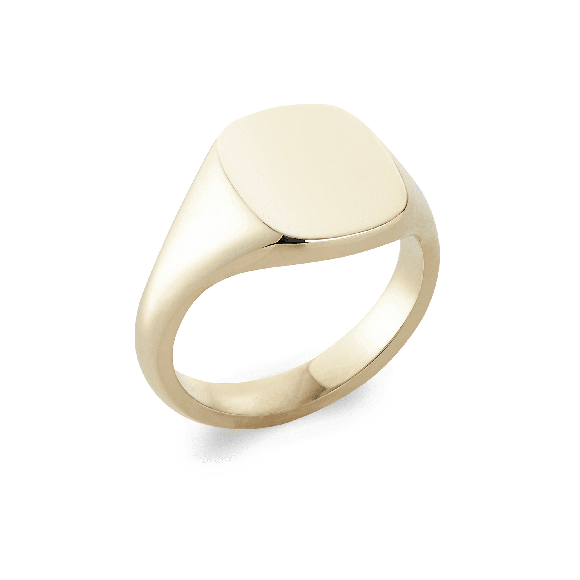 a gold cushion signet ring