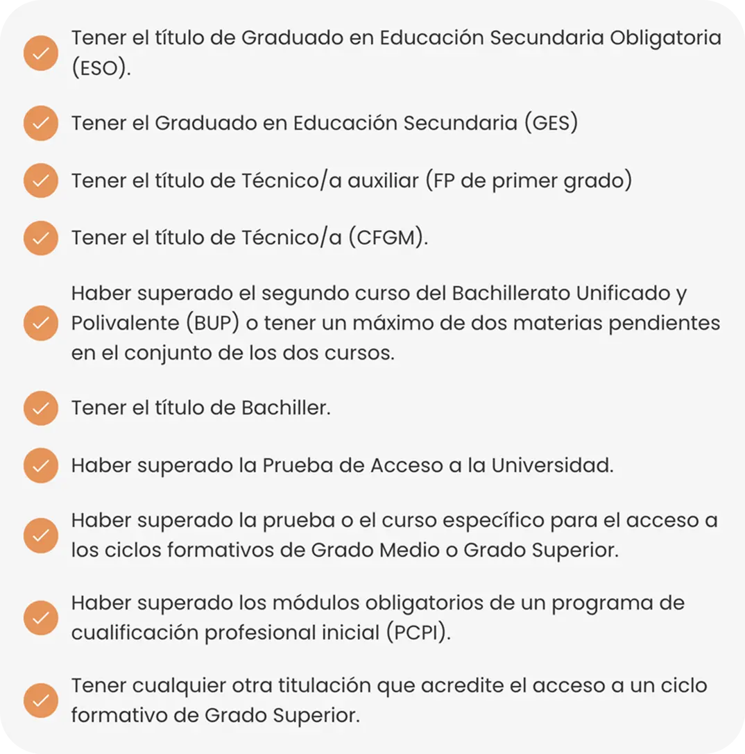 Requisitos de acceso al Grado Medio en Gestión Administrativa