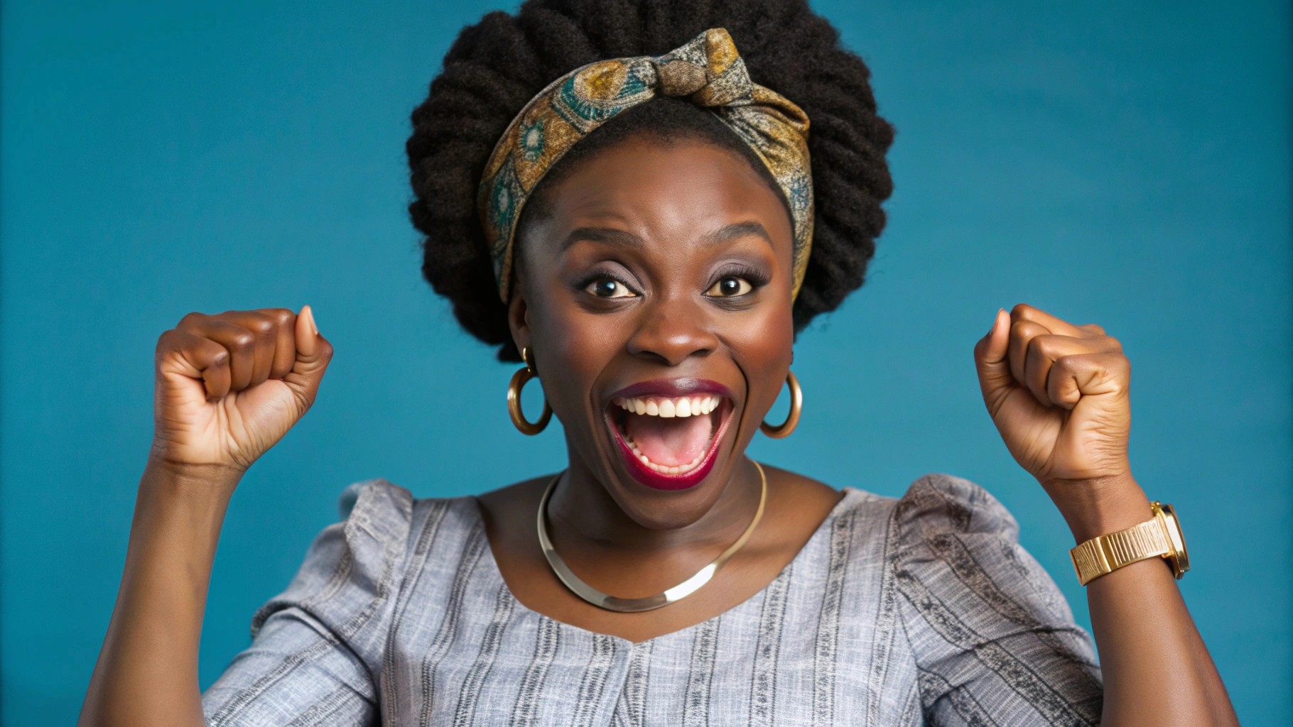 Chimamanda Ngozi Adichie saying 'Yeeeee!'