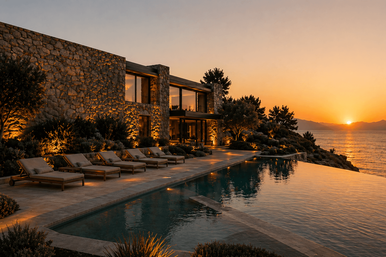 Cliffside Retreat — exterior view of a private residence overlooking the coastline