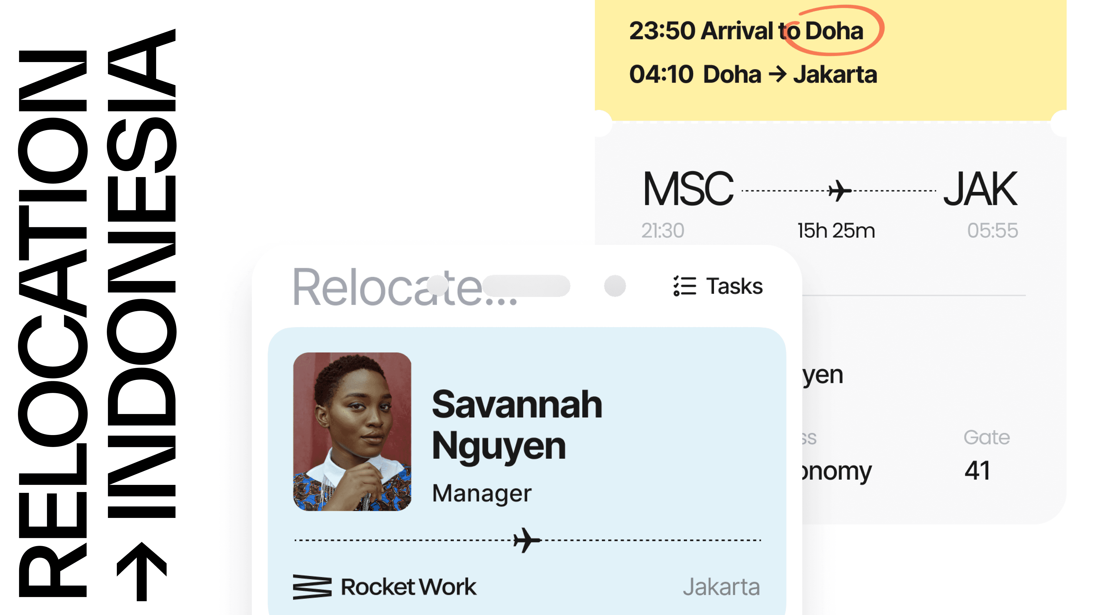 Image showing a fictitious pass created for employees who were hired by the company through a relocation service to Indonesia
