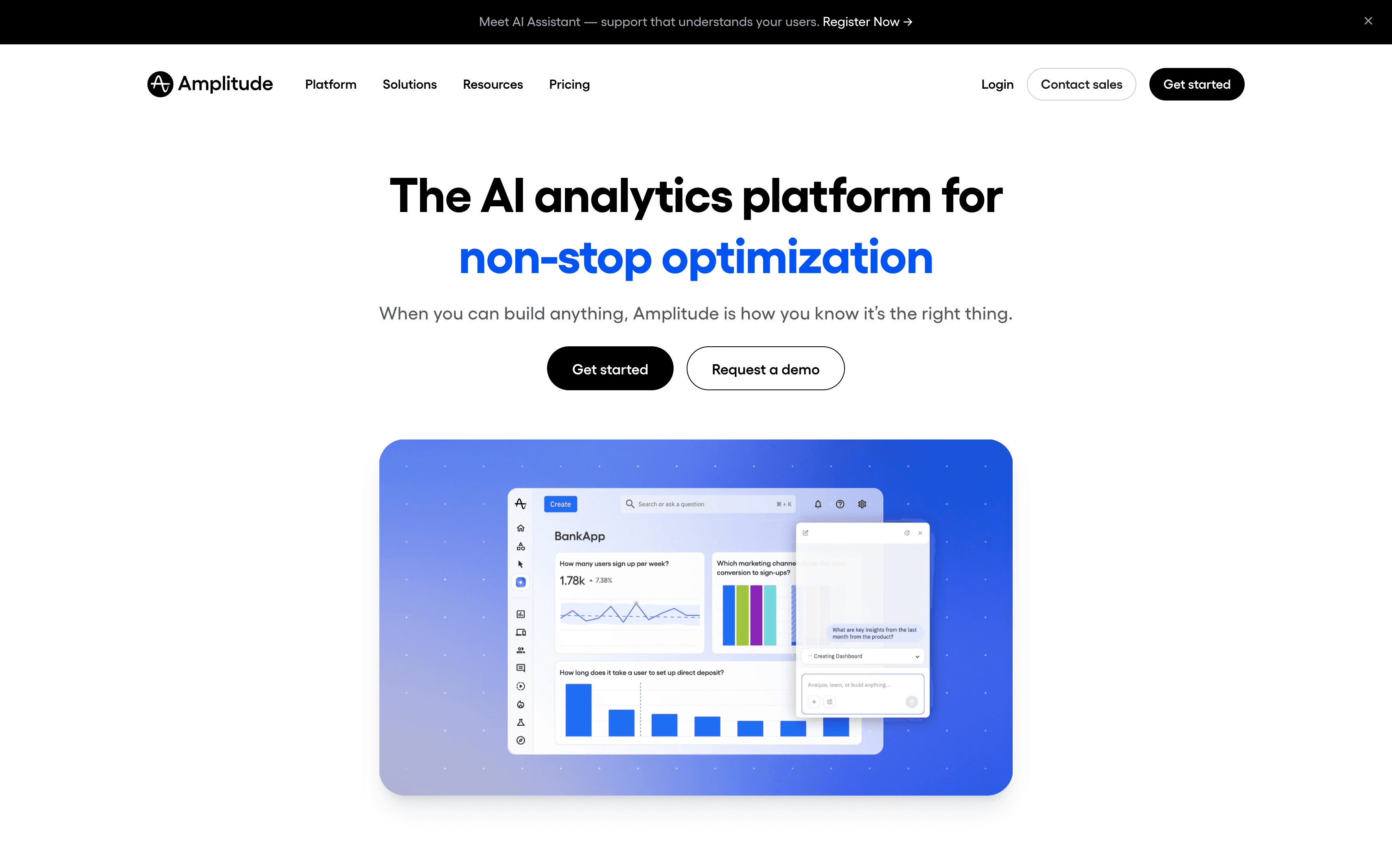 Amplitude product analytics platform for tracking user behavior, retention, and product engagement insights