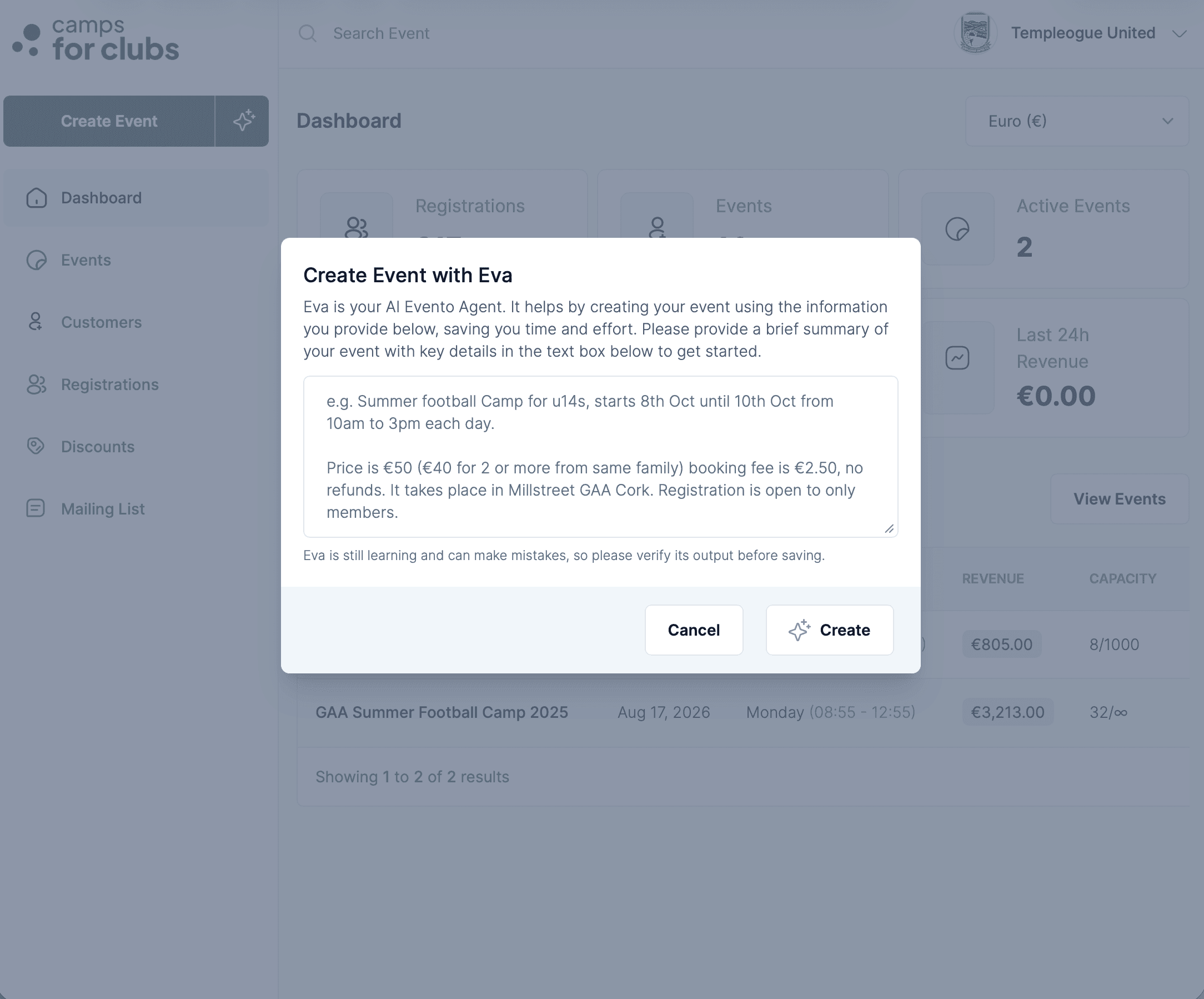 Simplify event creation with AI