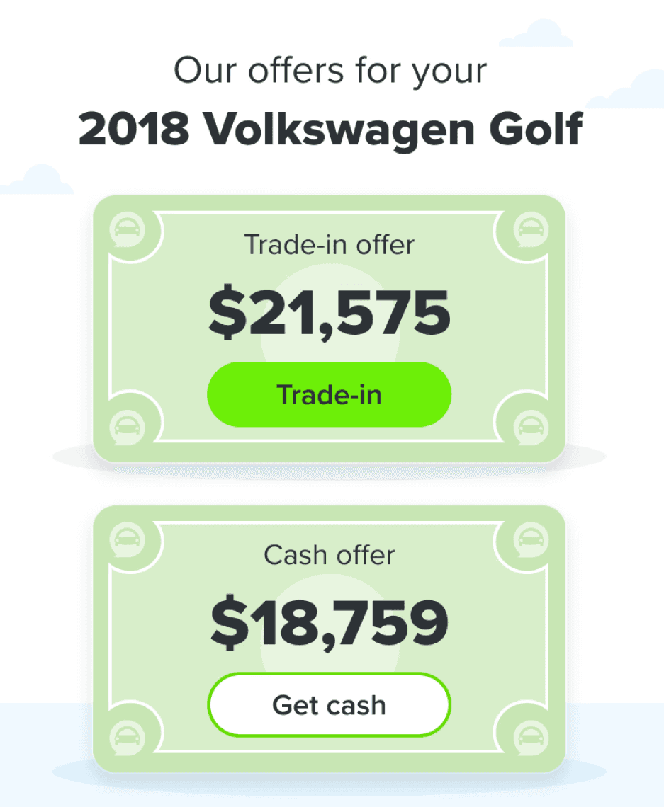 End of sell your car flow - option to trade-in or take the cash offer