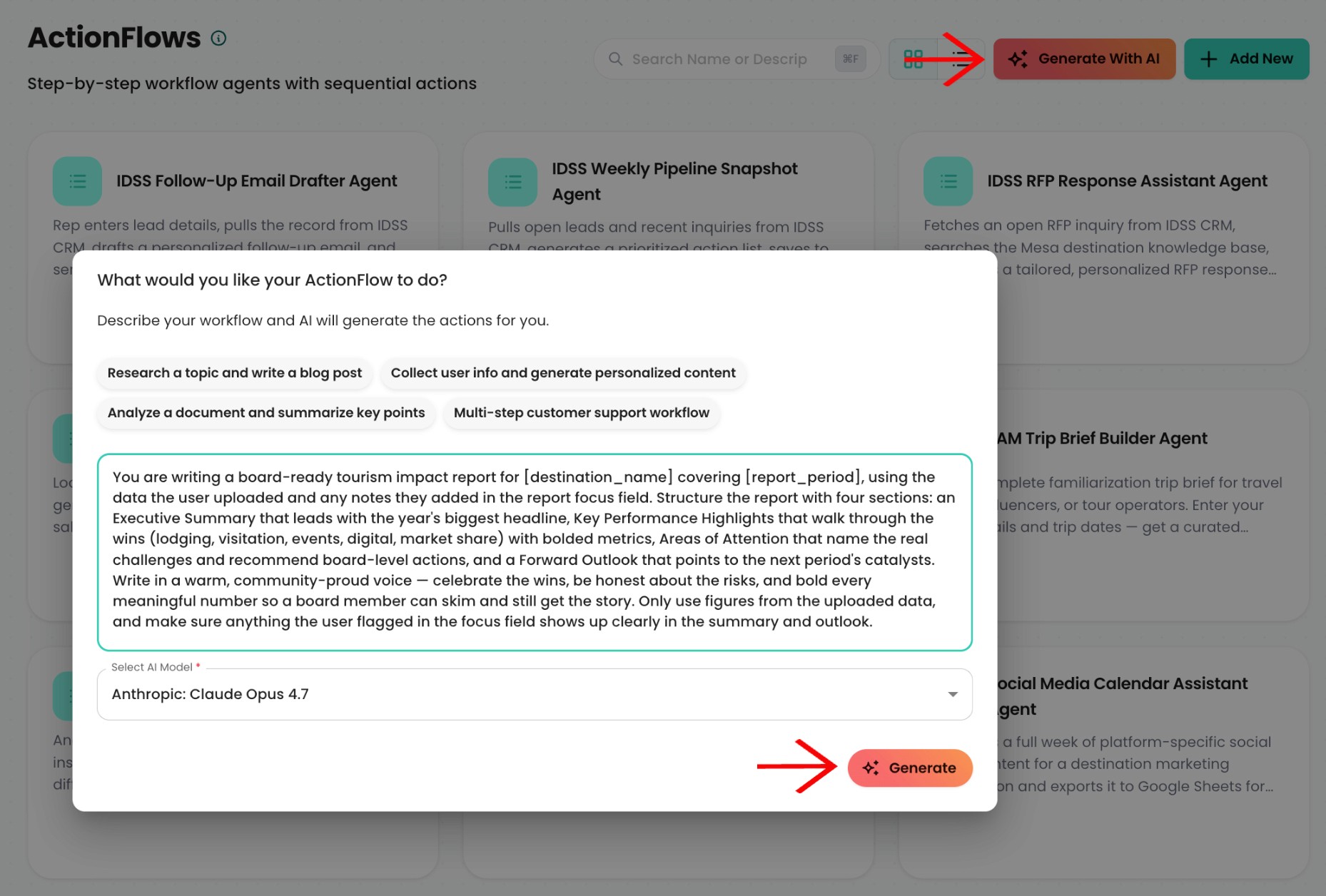 Generate with AI removes the friction of building agents for non-technical users