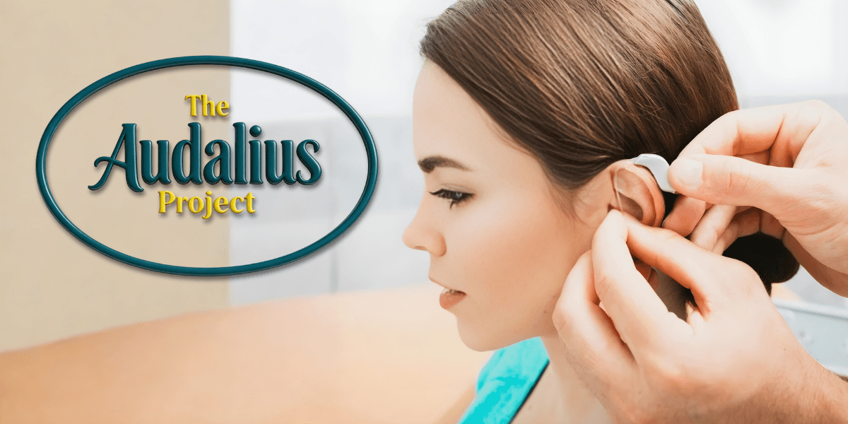 Logo of the Audalius Project, promoting a brain-first approach to hearing health and cognitive preservation for better hearing.