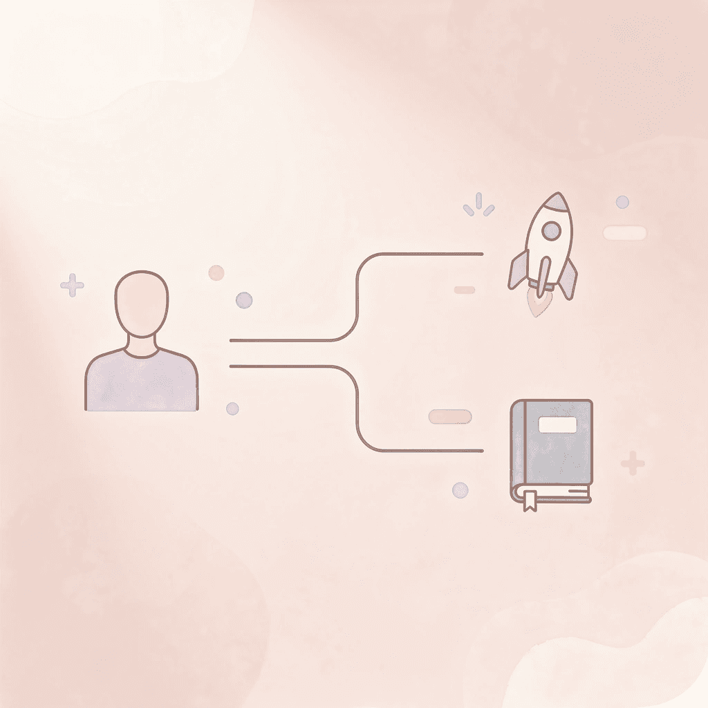 Icon showing test prep path splitting into ACT and SAT options