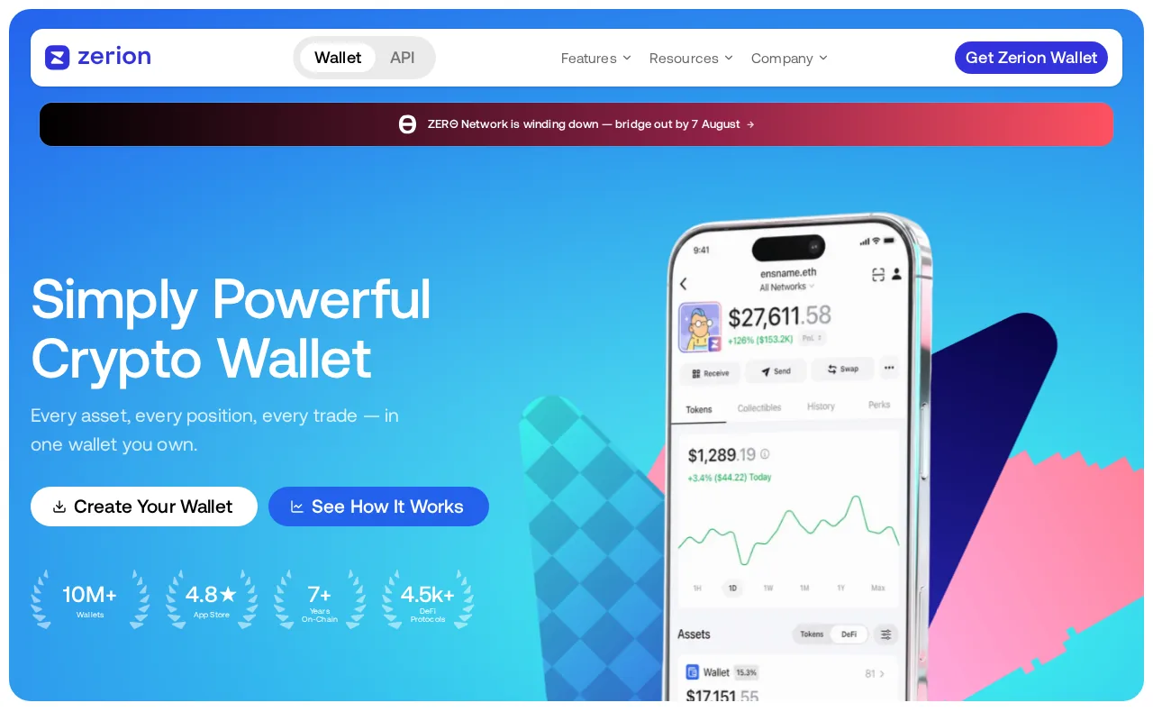 Zerion: visual reference for 2. Zerion, for an all-in-one wallet view