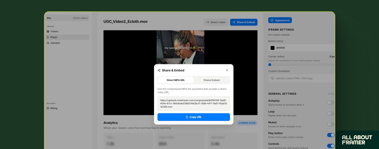 Nodstream - adding your video and generating a link
