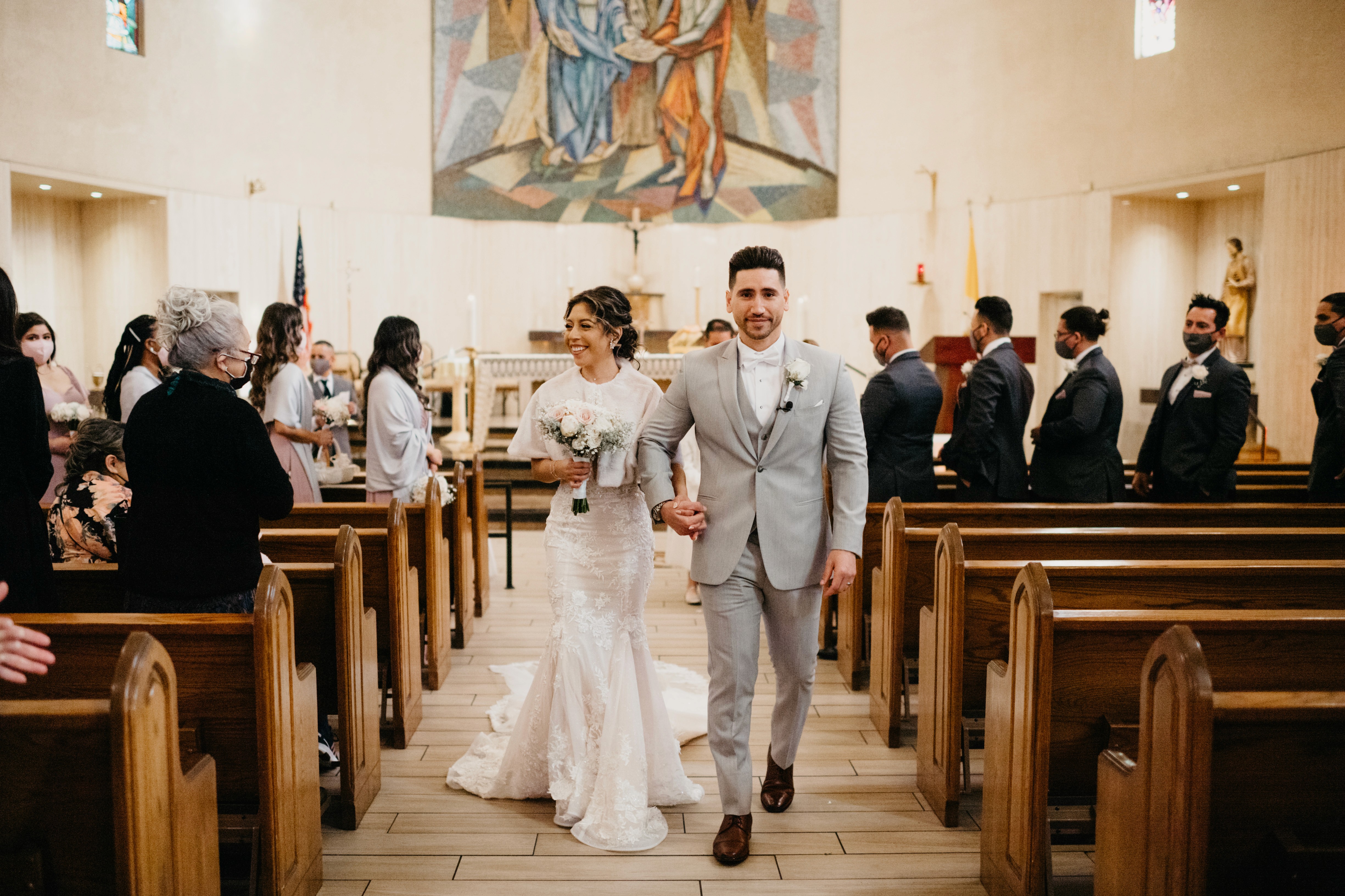 Bride and groom married at St. Anne’s Catholic Church in Las Vegas Nevada