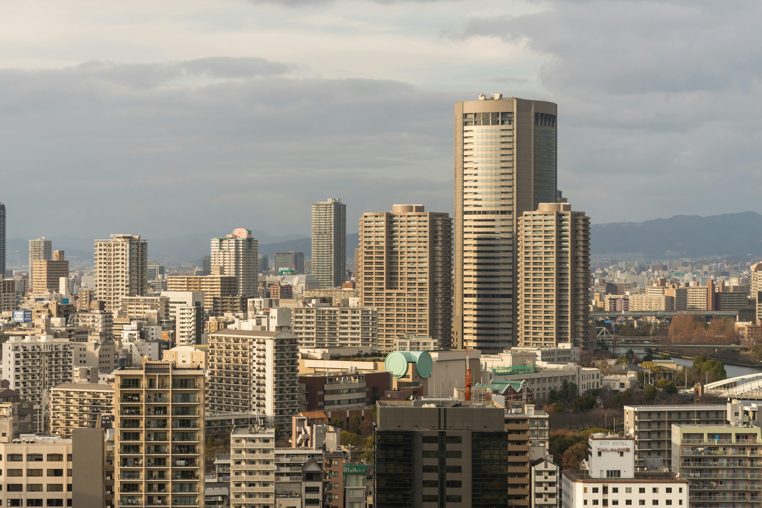 Modern skyscrapers in a sprawling city skyline.